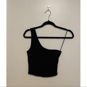 Black One Shoulder Crop Top